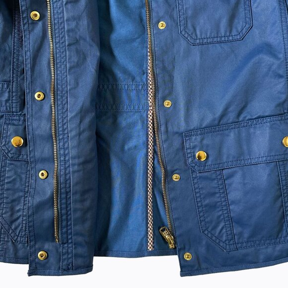 J.Crew Downtown Field Military Jacket Teal XS/S Gold Accent Button Cotton Preppy - Picture 3 of 7